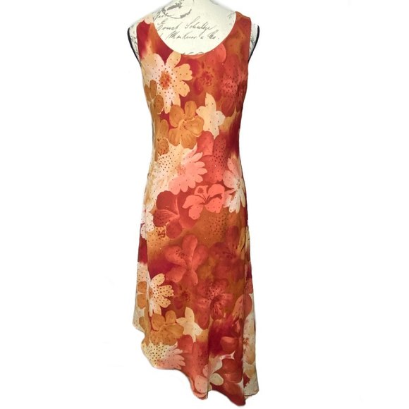 Jessica Howard Glittered Floral Slip-on Dress Size M Orange - Picture 2 of 4